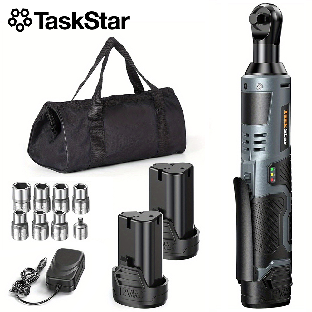 Power Tools Automotive - TaskStar Akülü Cırcır Anahtarı Seti 3/8